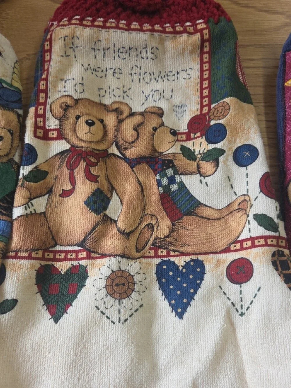 Blue Bear Appliqué Kitchen Towel with Sailboat